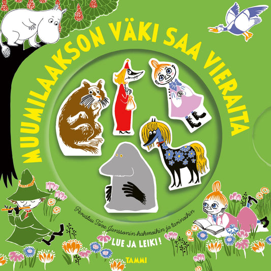 Etukansi. Riina ja Sami Kaarla. Muumilaakson väki saa vieraita.