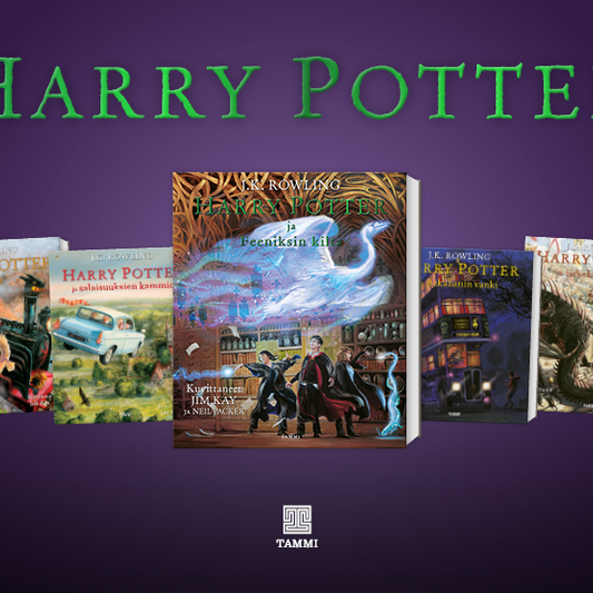 Artikkelisivun kuvassa on keskellä viisi Harry Potter -kirjaa liilalla pohjalla. Keskellä on uusin kirja Harry Potter ja Feeniksin kilta (kuvitettu) osa 5. Muut Harry Potter -kirjasarjan osat 1–4 on aseteltu uutuuden molemmille puolille.