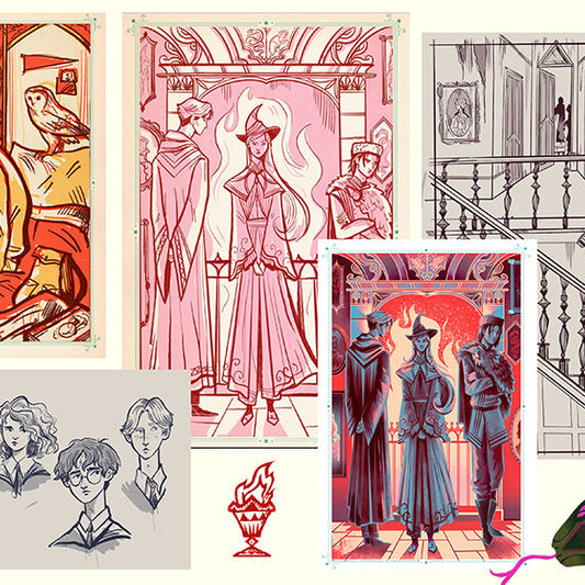 Kuvittaja Karl James Mountfordin Harry Potter -kuvituksia.