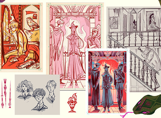 Kuvittaja Karl James Mountfordin Harry Potter -kuvituksia.