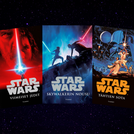 Tutustu Star Wars -kirjoihin; Pimeä uhka, Jedin paluu, Skywalkerin nousu ja muihin klassikkosarjan osiin! -artikkelin kuva. Kuvassa Star Wars -sarjan kirjoja.