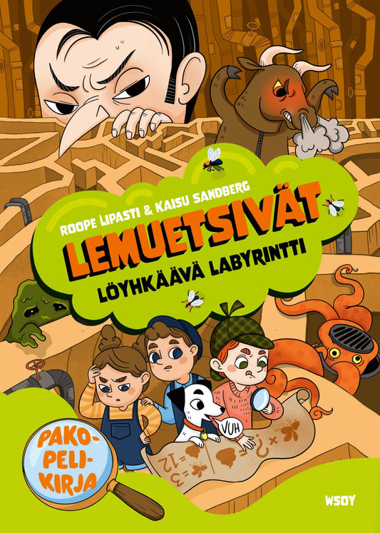 Etukansi. Roope Lipasti. Kaisu Sandberg. Lemuetsivät: Löyhkäävä labyrintti. Pakopelikirja.