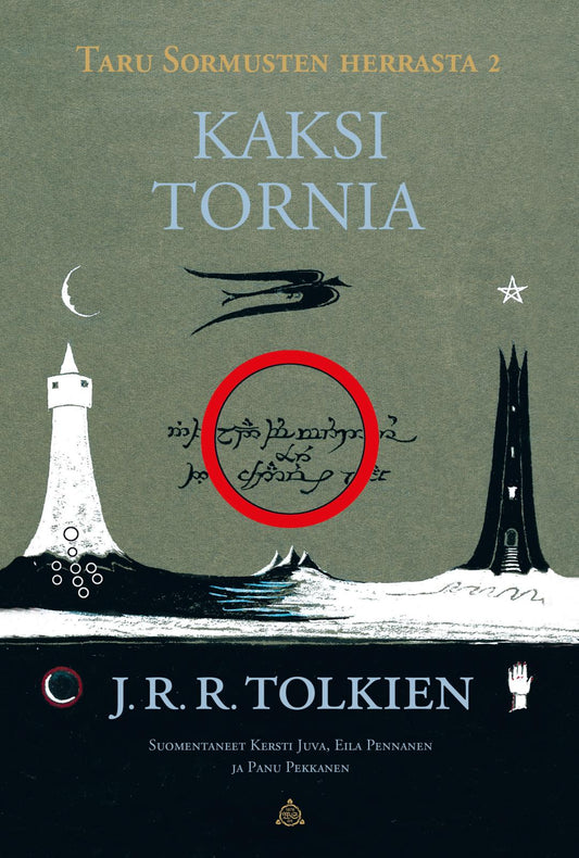 Etukansi. J. R. R. Tolkien. Taru Sormusten herrasta 2: Kaksi tornia (tarkistettu suomennos).