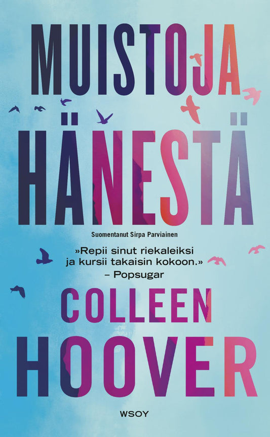Etukansi. Colleen Hoover. Muistoja hänestä.