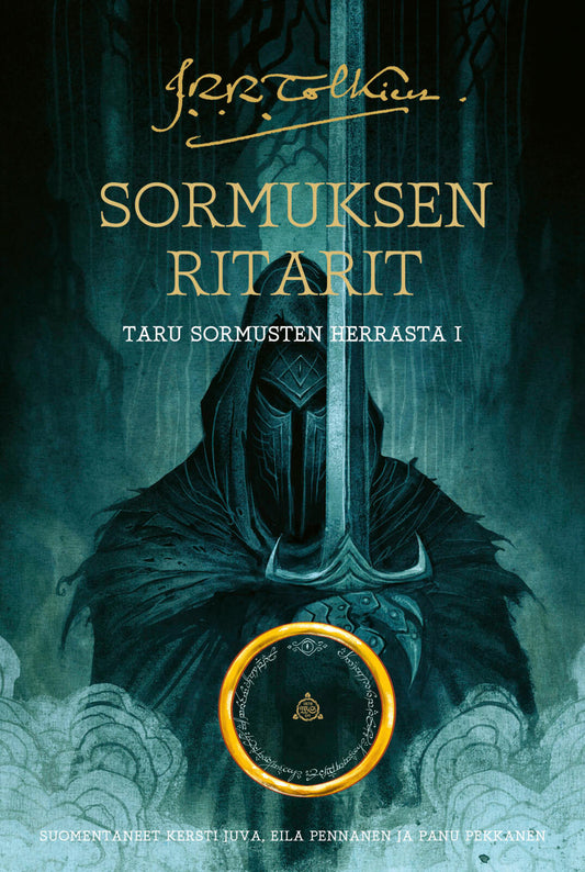 Etukansi. J. R. R. Tolkien. Taru Sormusten herrasta 1: Sormuksen ritarit (pehmeäkantinen, syrjävärjätty).
