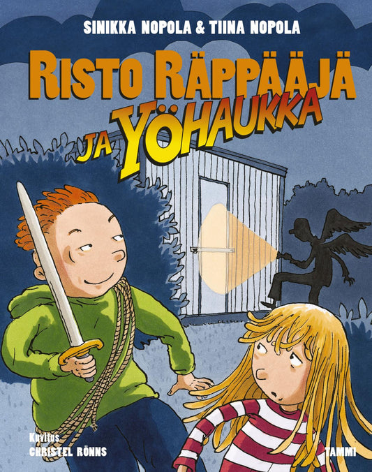 Etukansi. Sinikka Nopola. Tiina Nopola. Christel Rönns. Risto Räppääjä ja yöhaukka.