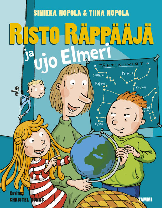 Etukansi. Sinikka Nopola. Tiina Nopola. Christel Rönns. Risto Räppääjä ja ujo Elmeri.
