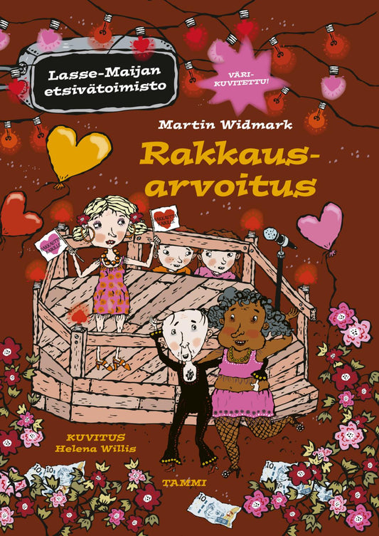 Etukansi. Martin Widmark. Helena Willis. Rakkausarvoitus. Lasse-Maijan etsivätoimisto.