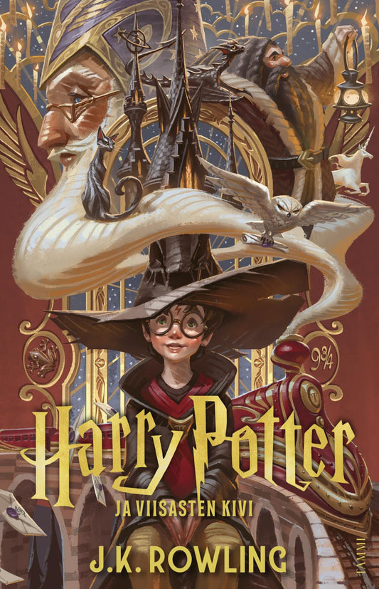 Etukansi. J.K. Rowling. Harry Potter ja viisasten kivi.