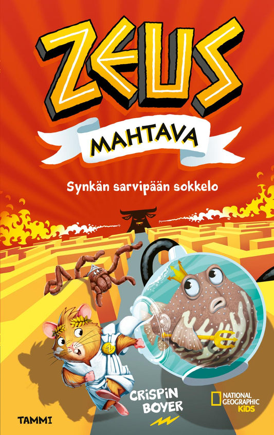 Etukansi. Crispin Boyer. National Geographic. Zeus Mahtava 2. Synkän sarvipään sokkelo.