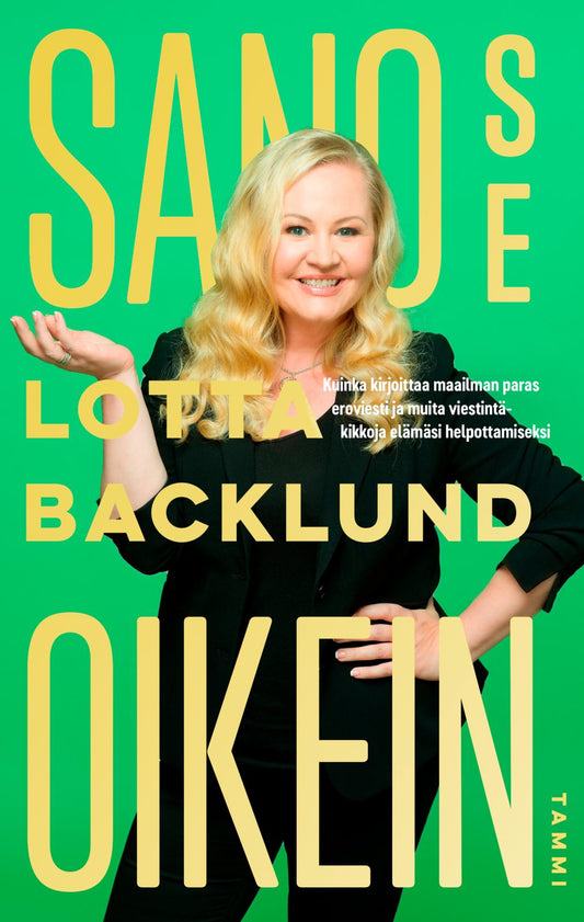 Etukansi. Lotta Backlund. Sano se oikein.