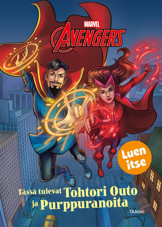 Etukansi. Marvel. Tässä tulevat Tohtori Outo ja Purppuranoita. Luen itse..