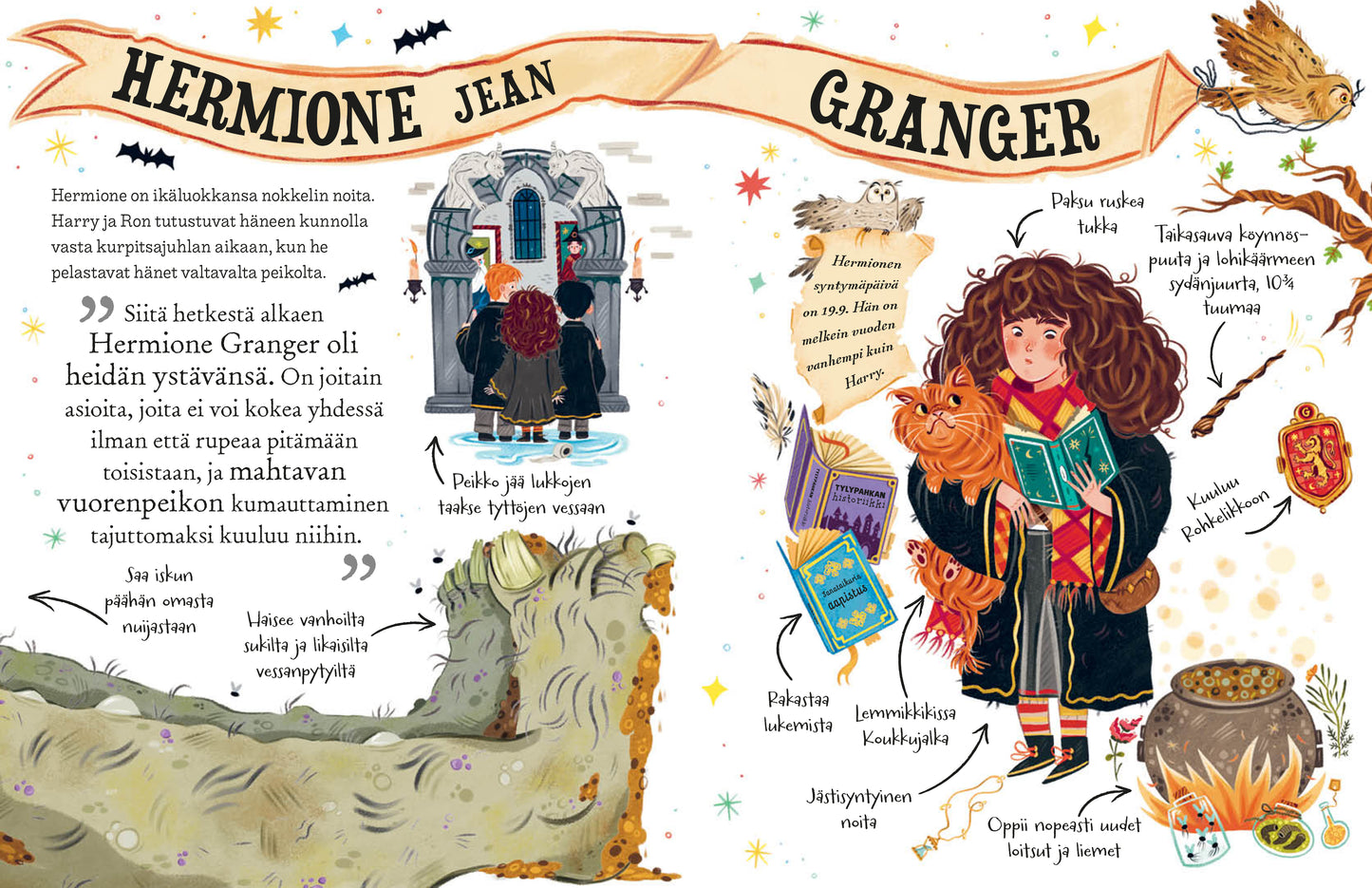 Pikku-Potterit Hermione Granger kirjan sisäaukeama