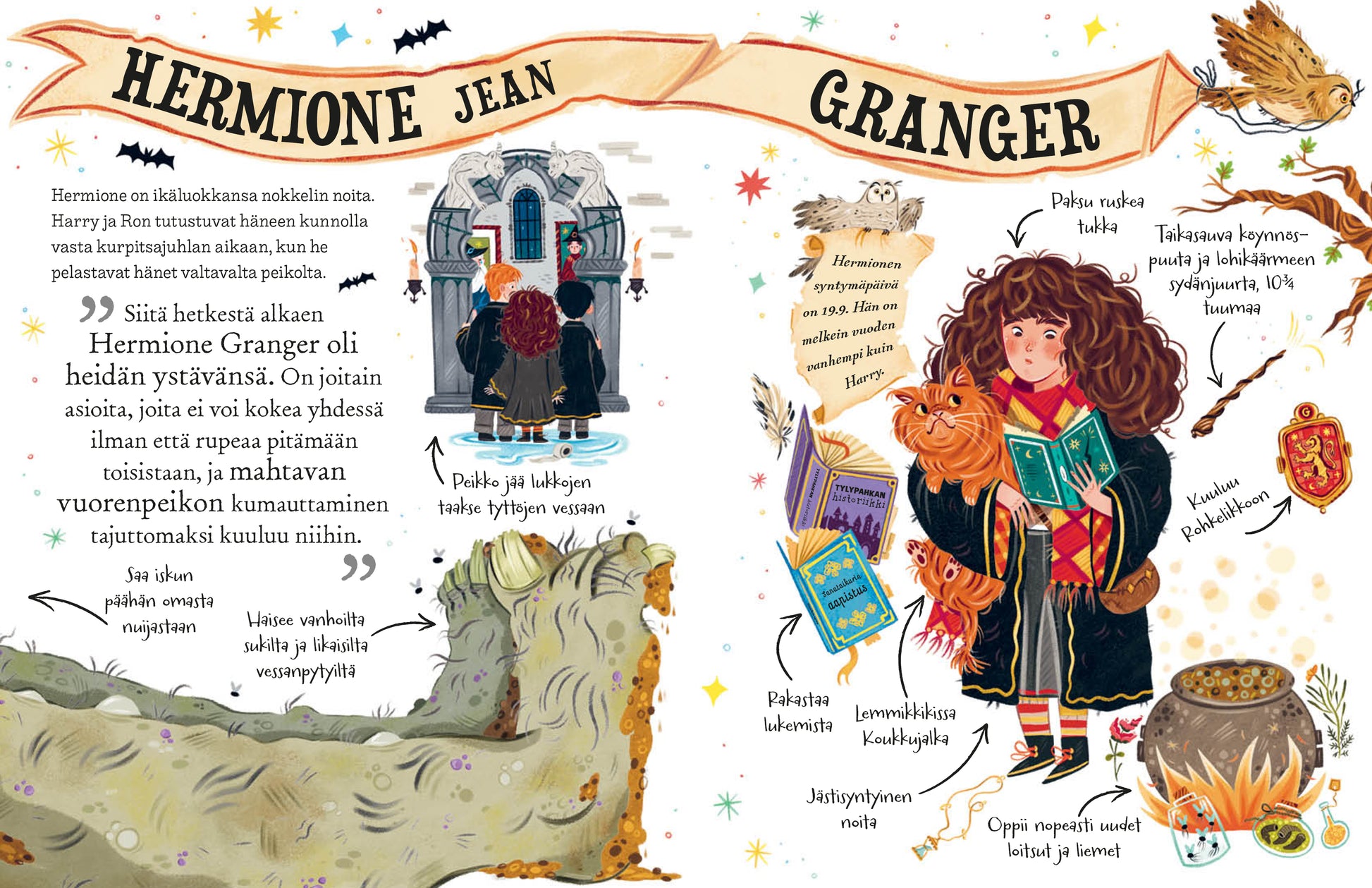 Pikku-Potterit Hermione Granger kirjan sisäaukeama