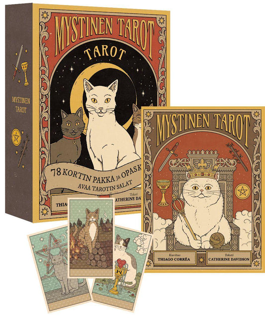 Etukansi. Catherine Davidson. Thiago Corrëa. Tapani Lahtinen. Mystinen Tarot - 78 kortin pakka ja opaskirja.