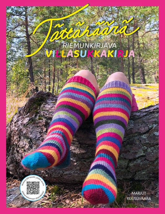 Etukansi. Marjut Ruusuvaara. Tättähäärä - Riemunkirjava villasukkakirja.