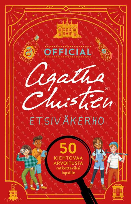 Etukansi. Dr. Gareth  Moore. Laura Jayne  Ayres. Virallinen Agatha Christien etsiväkerho - 50 kietovaa arvoitusta ratkottavaksi lapsille.