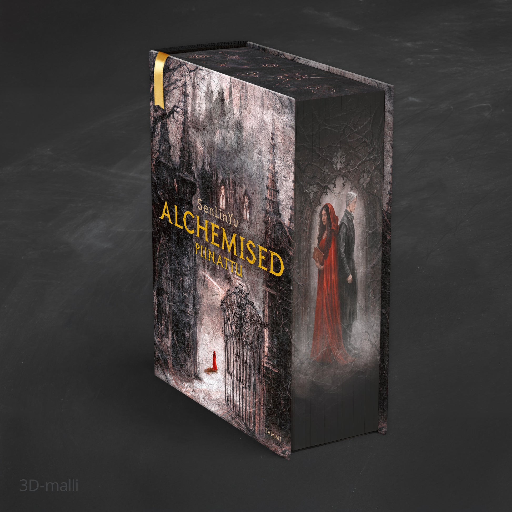 Alchemised- piinattu -kirjan kansi sivusta kuvattuna