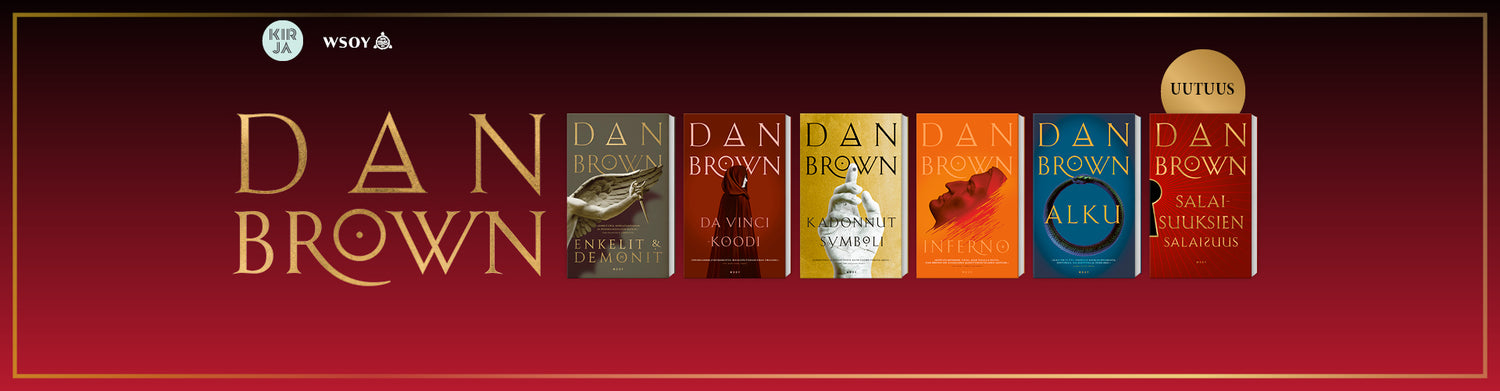 Dan Brown -kirjat: Enkelit ja demonit, Da Vinci koodi, Kadonnut symboli, Inferno, Alku, Salaisuuksien salaisuus