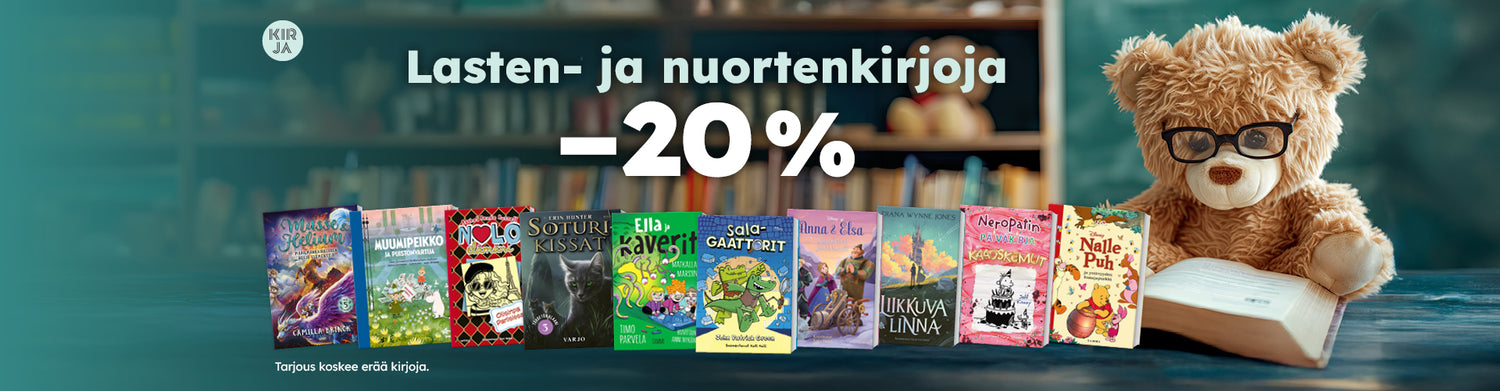 Lasten- ja nuortenkirjoja -20 %