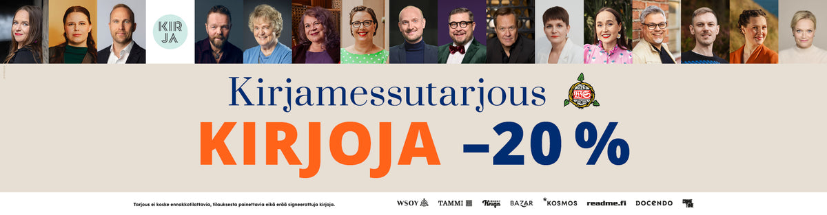 Kirjamessutarjous: kirjoja -20 %.