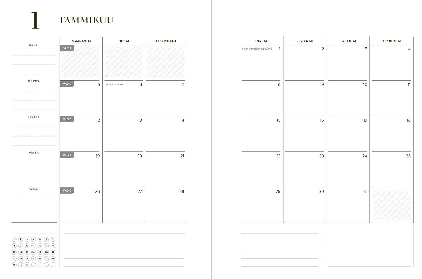 Sitan kalenteri 2026 kuukausiaukeama