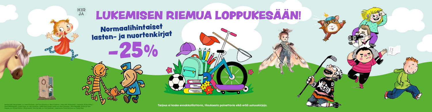 Lukemisen riemua loppukesään! Normaalihintaiset lasten- ja nuortenkirjat -25 %