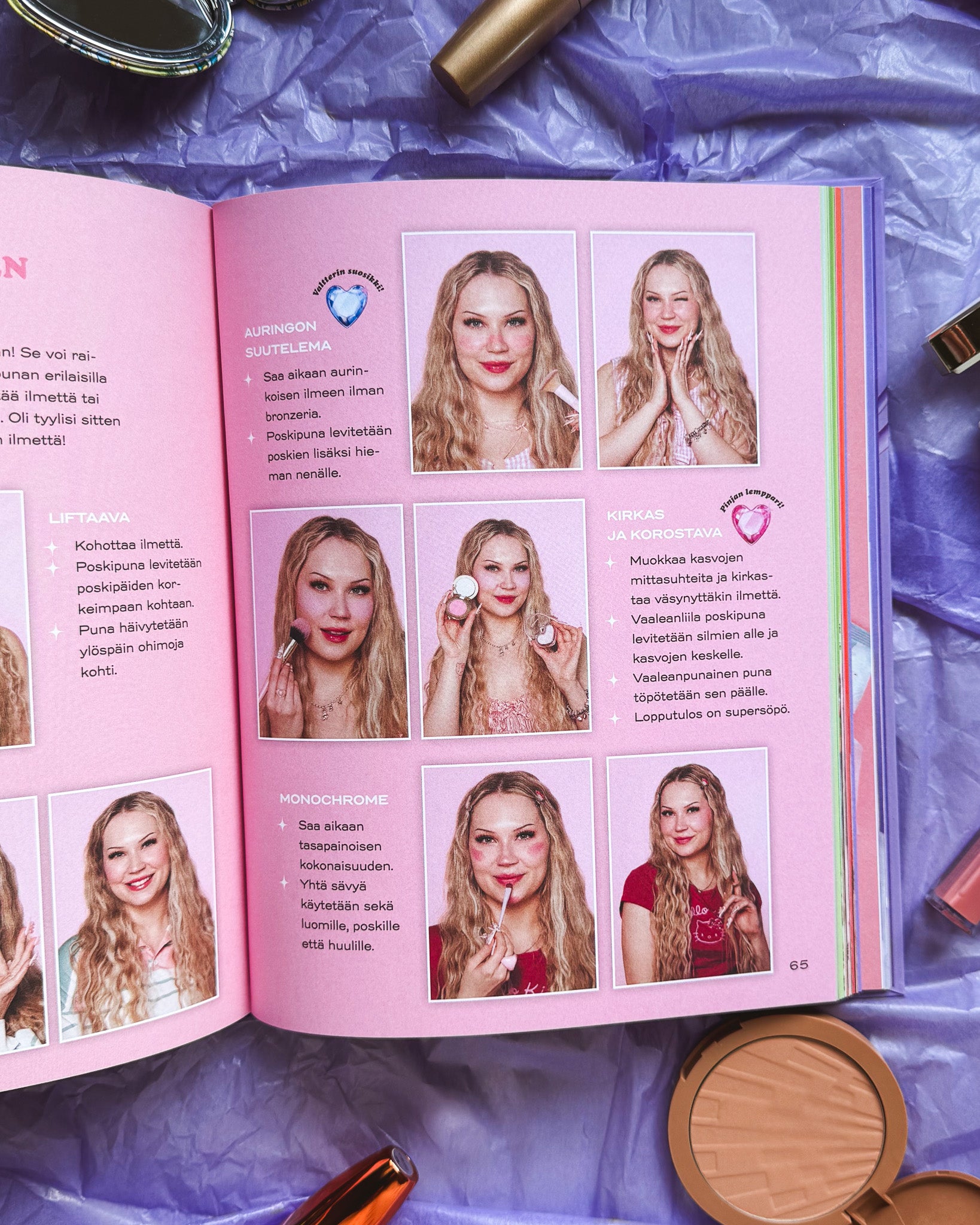Pinjan ja Valtterin meikkikirja aukeamakuva